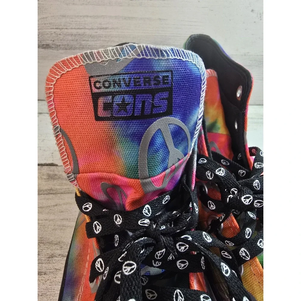 Converse Chuck Taylor Pro CONS‎ Tie Dye Peace Sign High Top Sneakers Mens 5 - Picture 7 of 10